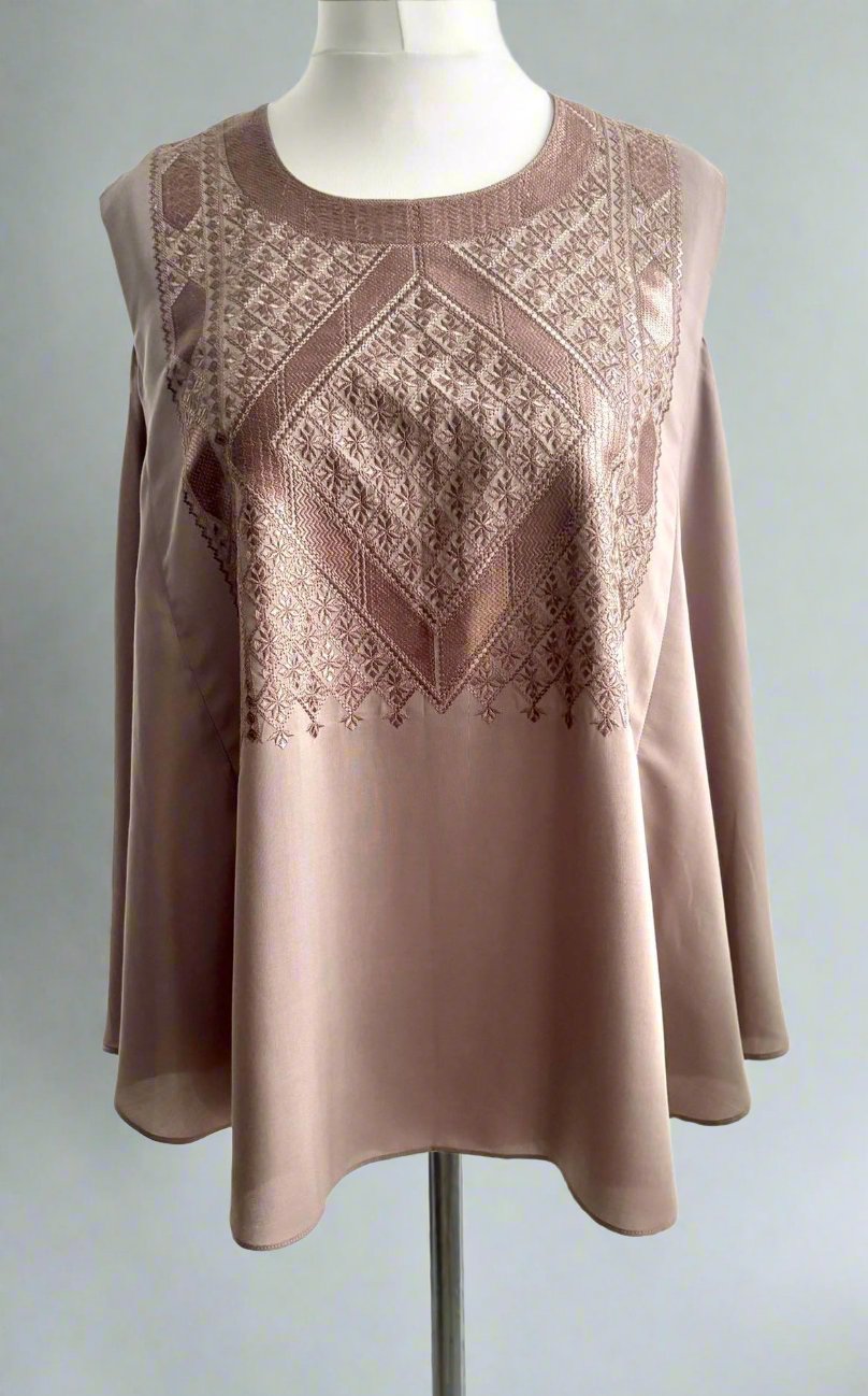 Virgo Pink Sleeveless Afghan Embroidered Top