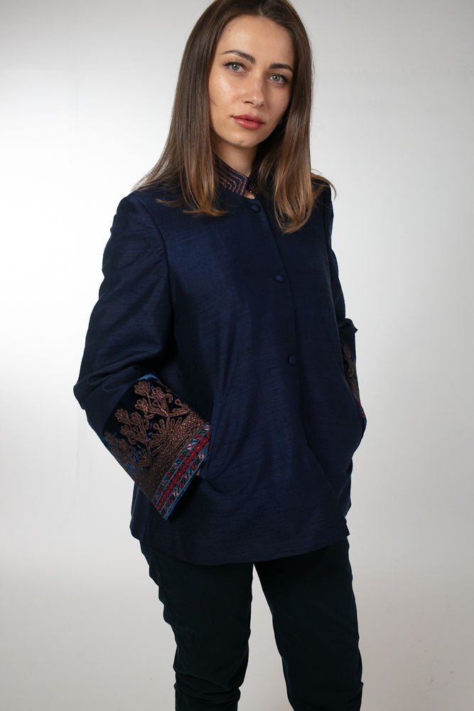 Nili Silk Embroidered wide Jacket