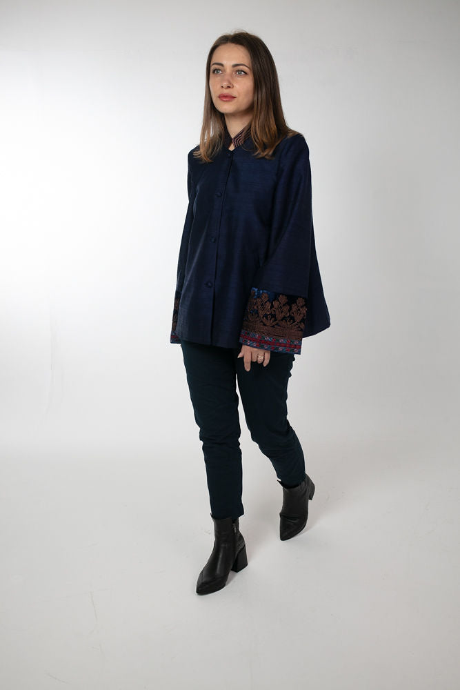 Nili Silk Embroidered wide Jacket
