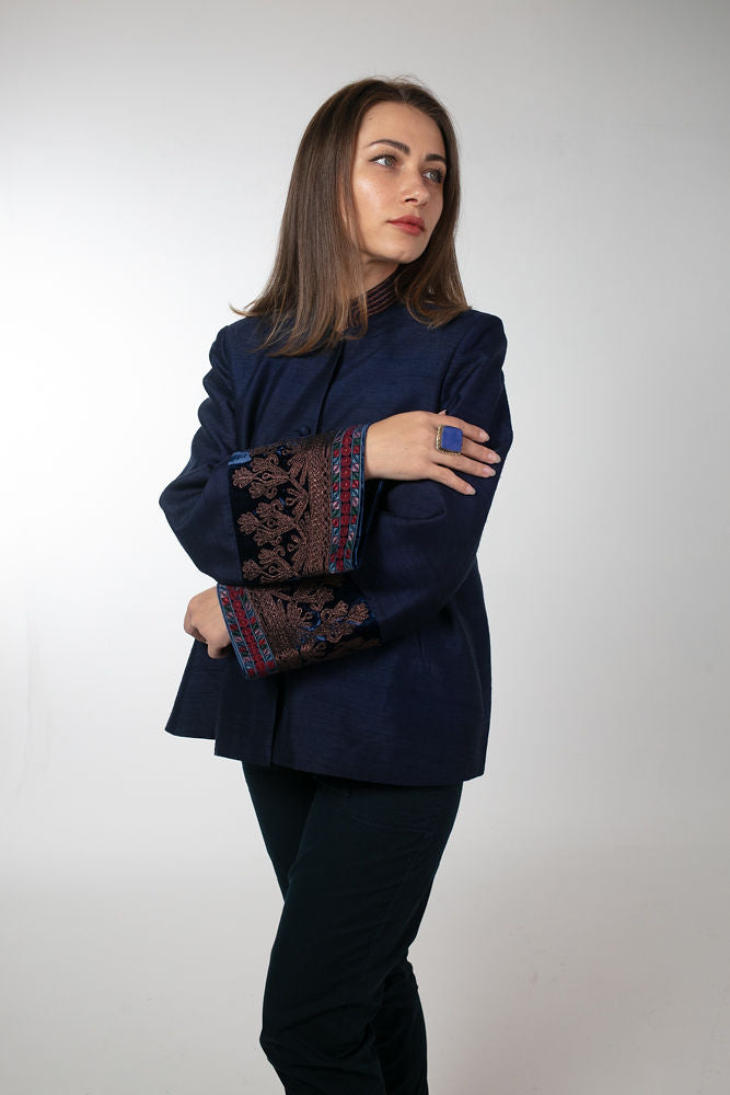 Nili Silk Embroidered wide Jacket