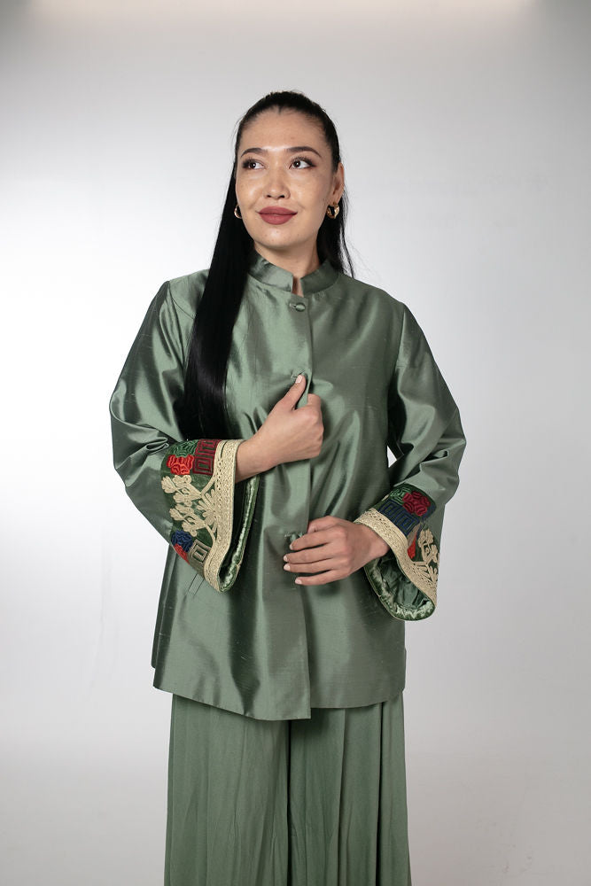 Embroidered Oversized Jacket with Palazzo Co-Ords